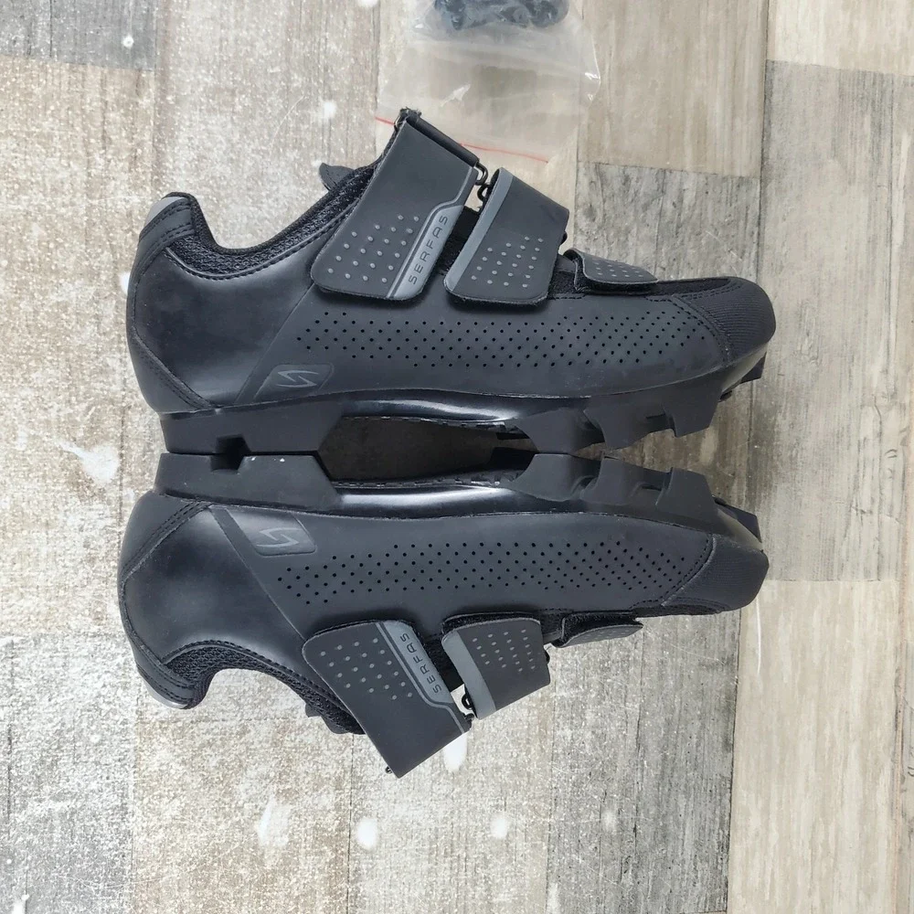 Serfas Singletrack MTB 3 Strap Womens Cycling Shoes Sz 5 Black Low Top Round Toe
